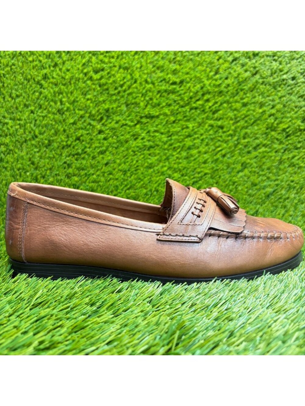 Nunn Bush Mens Size 10 Brown Classic Leather Slip-On Tassel Dress Loafer Shoes